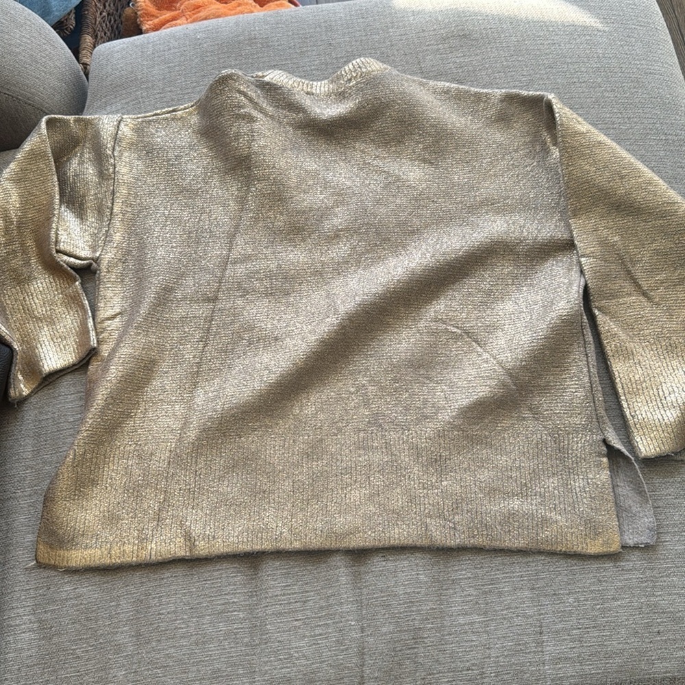 SOLD Zara foil knit gold metallic sweater size medium oversized - Picture 14 of 16